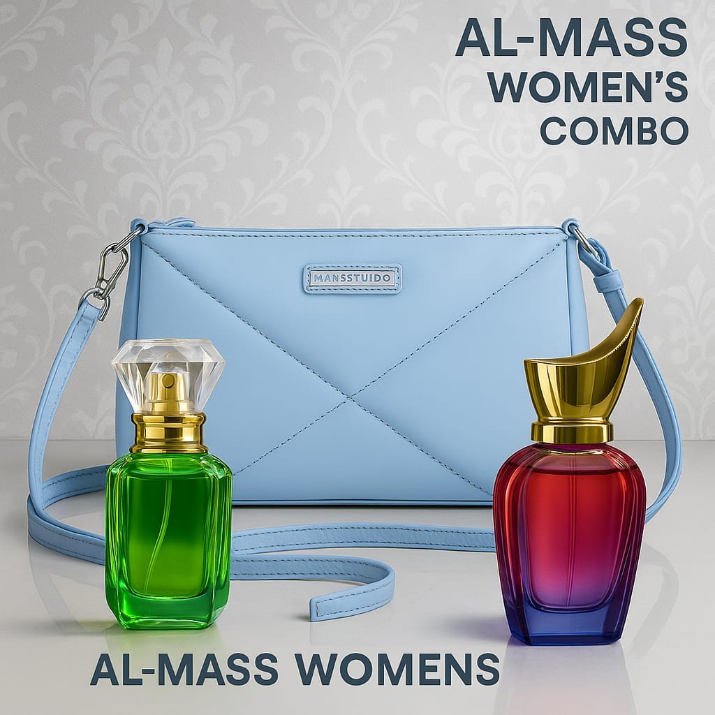 SANA'S BLUE BAG COMBO PACK - HD01161LB Stylish and versatile accessory for any occasion & ROYAL PERFUMES (ROYAL BLOOM 50 ML)-(ETERNAL GRACE 50 ML)